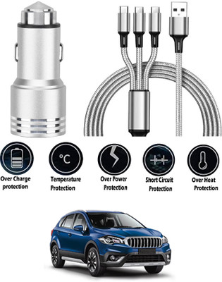 AYW 24 W Turbo Car Charger(Black, Silver, With USB Cable)