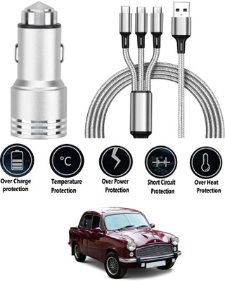 AYW 24 W Turbo Car Charger(Black, Silver, With USB Cable)