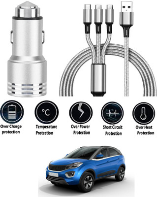 AYW 24 W Turbo Car Charger(Black, Silver, With USB Cable)