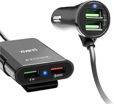 X88 Pro 6 Amp Qualcomm Certified Turbo Car Charger(Black, With USB Cable)