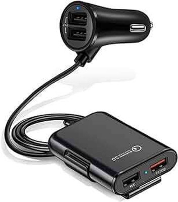 X88 Pro 6 Amp Qualcomm Certified Turbo Car Charger(Black, With USB Cable)