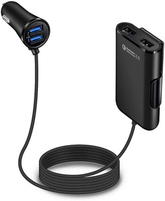 X88 Pro 6 Amp Qualcomm Certified Turbo Car Charger(Black, With USB Cable)