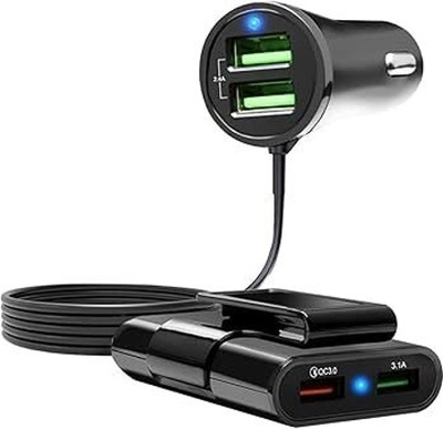 X88 Pro 6 Amp Qualcomm Certified Turbo Car Charger(Black, With USB Cable)