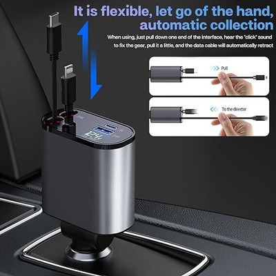 HumBiG 120 W Turbo Car Charger(Grey, With USB Cable)