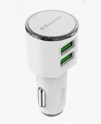 ROBOTECK 3.4 Amp Turbo Car Charger(White, With USB Cable)
