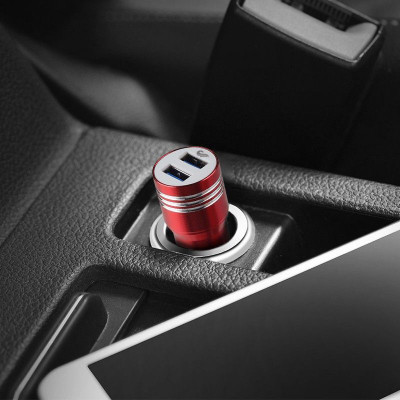Chaebol 25.5 W Qualcomm 3.0 Turbo Car Charger(Red, With USB Cable)