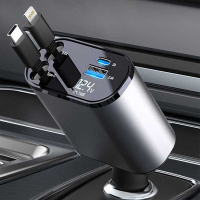 KVY 120 W Qualcomm Certified Turbo Car Charger(Black, With USB Cable)