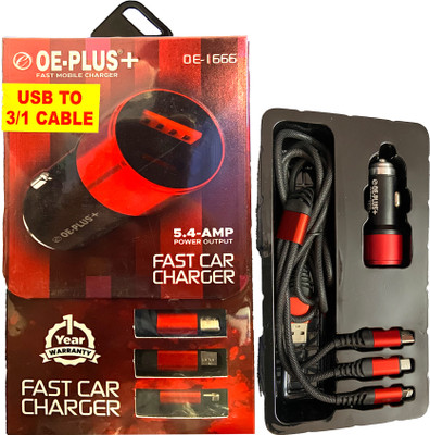 OE-PLUS 5.4 Amp Turbo Car Charger(Black, With USB Cable)