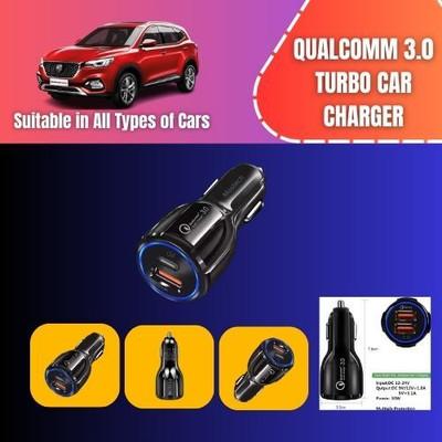 TechTrave 120 W Qualcomm 3.0 Turbo Car Charger(Black, With USB Cable)