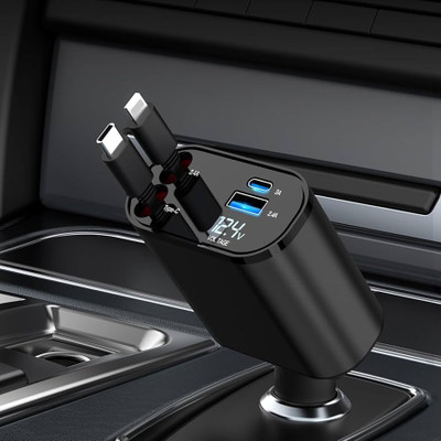 RGV 120 W Qualcomm Certified Turbo Car Charger(Black, With USB Cable)