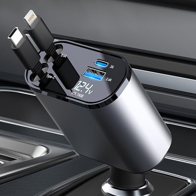 RHONNIUM 3 Amp Turbo Car Charger(Black, With USB Cable)