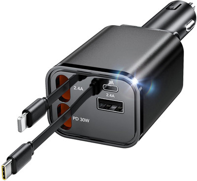 RHONNIUM 3 Amp Turbo Car Charger(Black, With USB Cable)