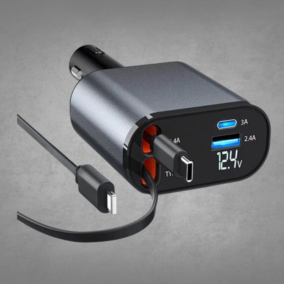 BITWEAVE 120 W Qualcomm Certified Turbo Car Charger(Grey, With USB Cable)