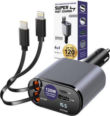 RHONNIUM 3 Amp Turbo Car Charger(Black, With USB Cable)