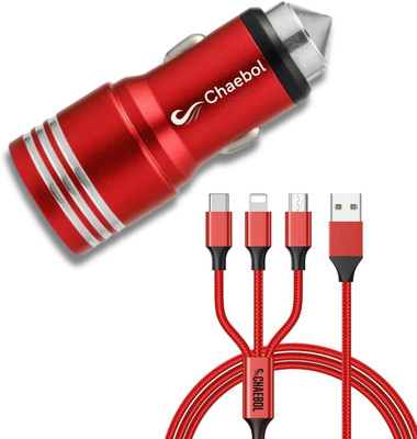 Chaebol 61.2 W Qualcomm Certified Turbo Car Charger(Red, With USB Cable)