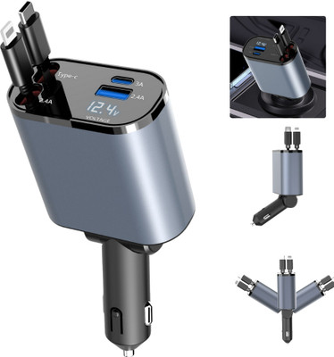 BITWEAVE 120 W Qualcomm Certified Turbo Car Charger(Grey, With USB Cable)