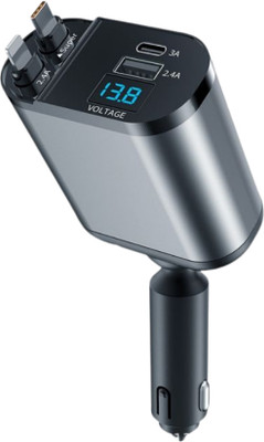 BITWEAVE 120 W Qualcomm Certified Turbo Car Charger(Grey, With USB Cable)