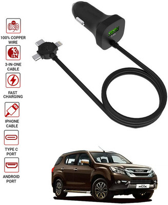AYW 4.1 Amp Turbo Car Charger(Black, With USB Cable)