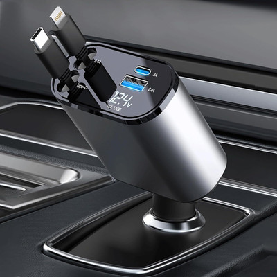 SKOON 120 W Qualcomm Certified Turbo Car Charger(Grey, With USB Cable)