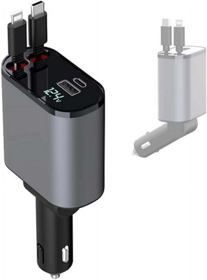 RHONNIUM 3 Amp Turbo Car Charger(Black, With USB Cable)