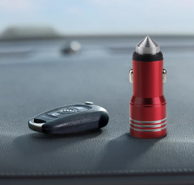 Chaebol 25.5 W Qualcomm 3.0 Turbo Car Charger(Red, With USB Cable)