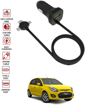 AYW 4.1 Amp Turbo Car Charger(Black, With USB Cable)