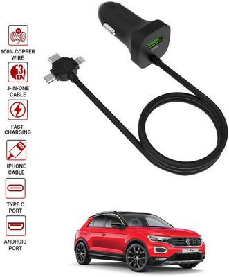 AYW 4.1 Amp Turbo Car Charger(Black, With USB Cable)