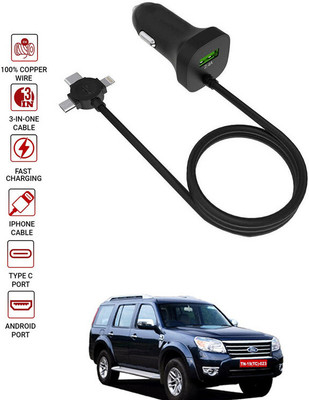 AYW 4.1 Amp Turbo Car Charger(Black, With USB Cable)