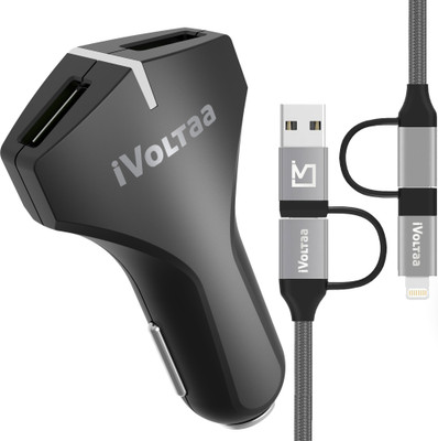 iVoltaa 30 W Qualcomm 3.0 Turbo Car Charger(Black, With USB Cable)