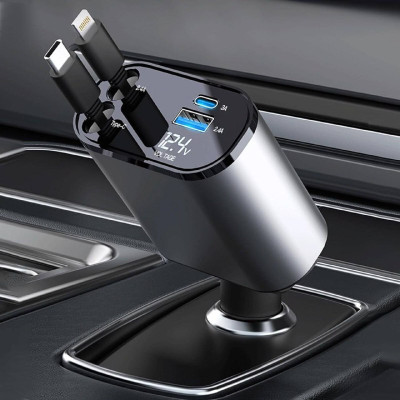 VYSTRA 120 W Turbo Car Charger(Grey, With USB Cable)