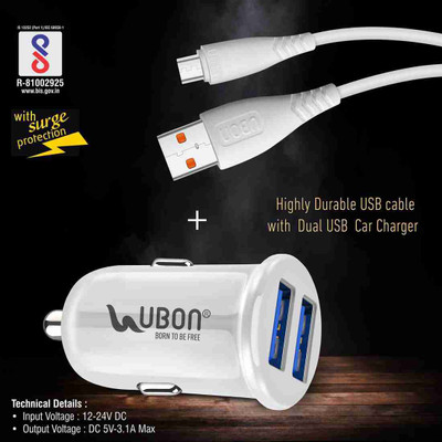 delphine 25 W Turbo Car Charger(White, With USB Cable)