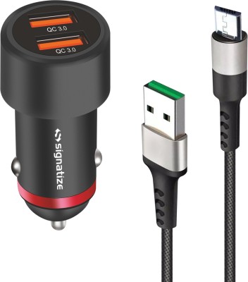 SIGNATIZE 3 Amp Turbo Car Charger(Black, With USB Cable)
