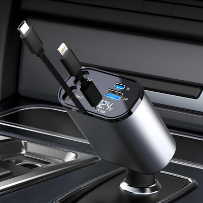 Ezerio 44 W Qualcomm Certified Turbo Car Charger(Black, Grey, With USB Cable)