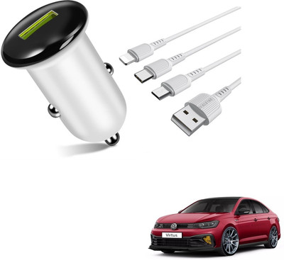 AuTO ADDiCT 25.5 W Turbo Car Charger(White, With USB Cable)