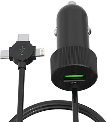 RPMSD 3.4 Amp Qualcomm Certified Turbo Car Charger(Black, With USB Cable)