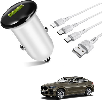 AuTO ADDiCT 25.5 W Qualcomm 3.0 Turbo Car Charger(White, With USB Cable)