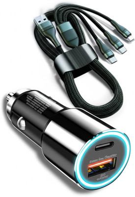 Primate 125 W Qualcomm Certified Turbo Car Charger(Black, With USB Cable)
