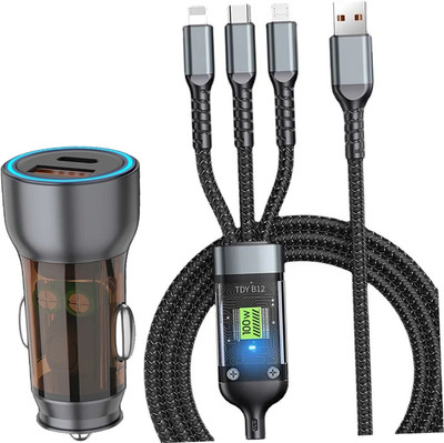 CIHROX 61.2 W Qualcomm 3.0 Turbo Car Charger(Black, With USB Cable)