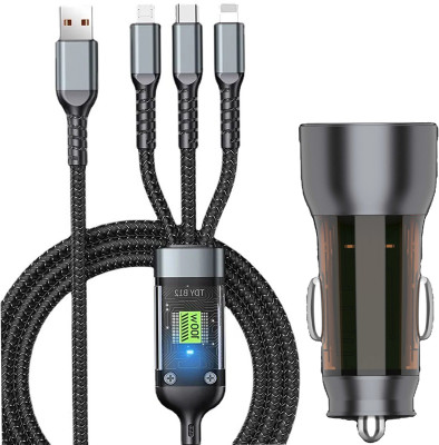 Chaebol 38 Amp Qualcomm 3.0 Turbo Car Charger(Black, With USB Cable)