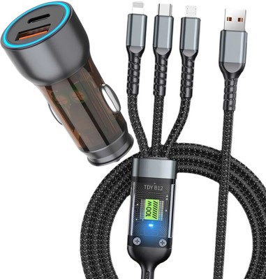 Chaebol 38 W Qualcomm 3.0 Turbo Car Charger(Black, With USB Cable)