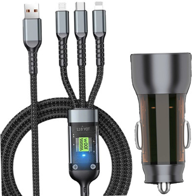 CIHROX 61.2 W Qualcomm 3.0 Turbo Car Charger(Black, With USB Cable)