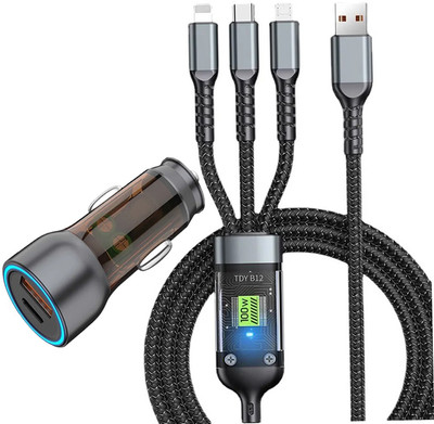 CIHROX 61.2 W Qualcomm 3.0 Turbo Car Charger(Black, With USB Cable)