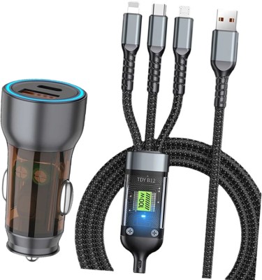 Chaebol 38 Amp Qualcomm 3.0 Turbo Car Charger(Black, With USB Cable)