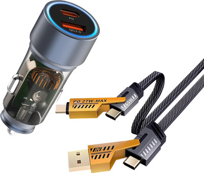 Chaebol 65 W Qualcomm 3.0 Turbo Car Charger(Multicolor, With USB Cable)