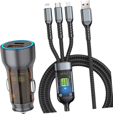 Chaebol 38 Amp Qualcomm 3.0 Turbo Car Charger(Black, With USB Cable)