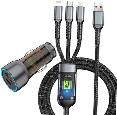 Chaebol 38 Amp Qualcomm 3.0 Turbo Car Charger(Black, With USB Cable)