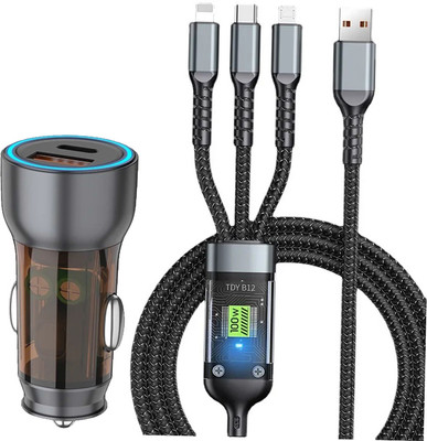 Chaebol 38 Amp Qualcomm 3.0 Turbo Car Charger(Black, With USB Cable)