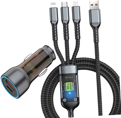 CIHROX 61.2 W Qualcomm 3.0 Turbo Car Charger(Black, With USB Cable)