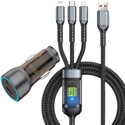 Chaebol 38 W Qualcomm 3.0 Turbo Car Charger(Black, With USB Cable)