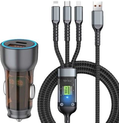 Chaebol 38 W Qualcomm 3.0 Turbo Car Charger(Black, With USB Cable)
